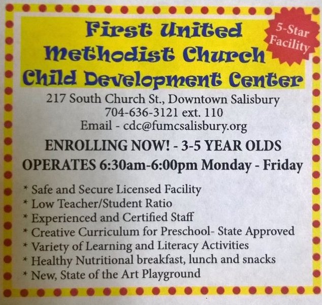 First United Methodist Child Development Center - Daycare in Salisbury, NC  - Care.com
